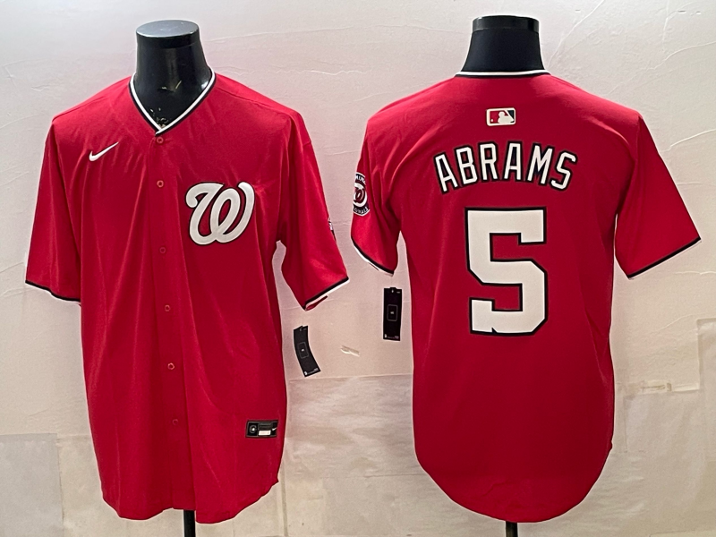 Men 2025 Washington Nationals #5 Abrams red Nike jersey2026005->washington nationals->MLB Jersey